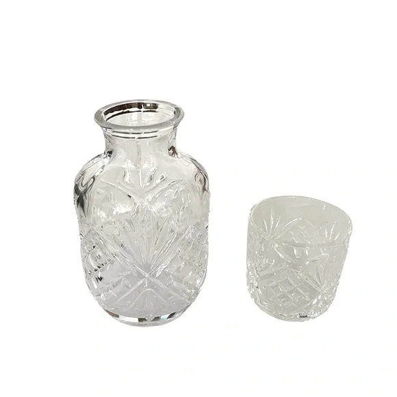 VTG Water Carafe with Glass for Bedside Table Cut Glass Clear Glass - Picture 5 of 5